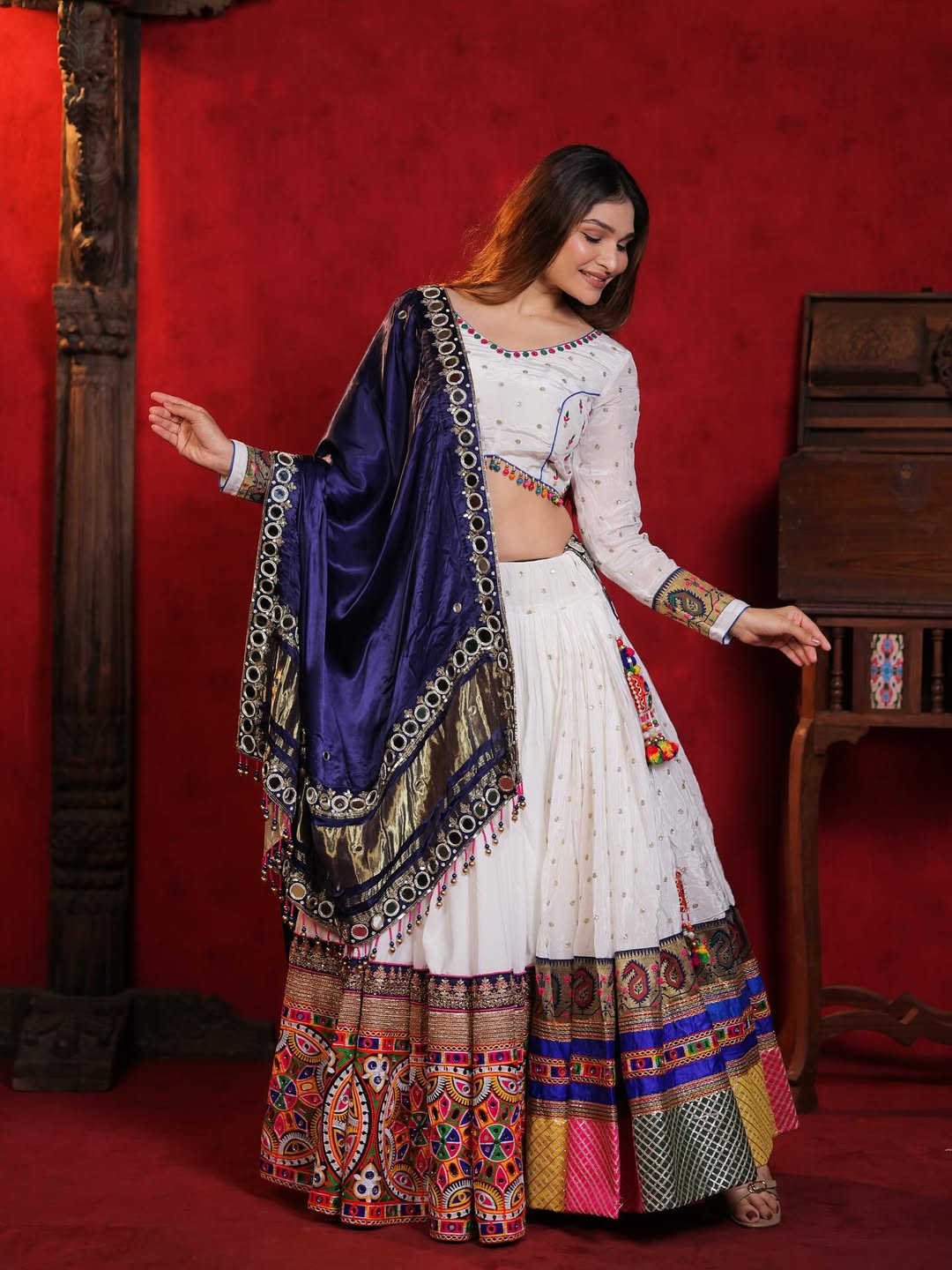 Royal Magic: Boho White Lehenga Set