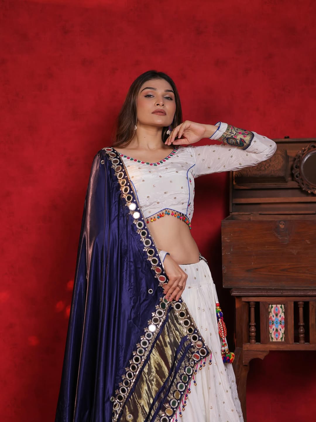 Royal Magic: Boho White Lehenga Set