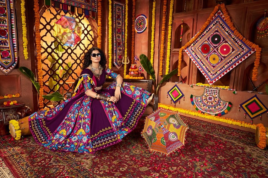 Kalindhifashion Fully Stitched & 9 MTR Flair Navratri Outfit