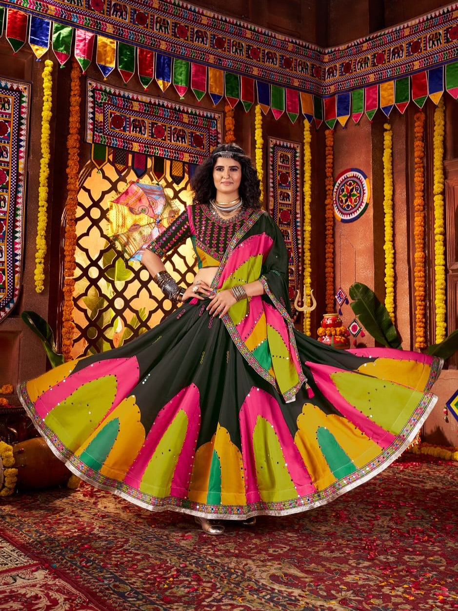 Kalindhifashion Fully Stitched & 9 MTR Flair Navratri Outfit