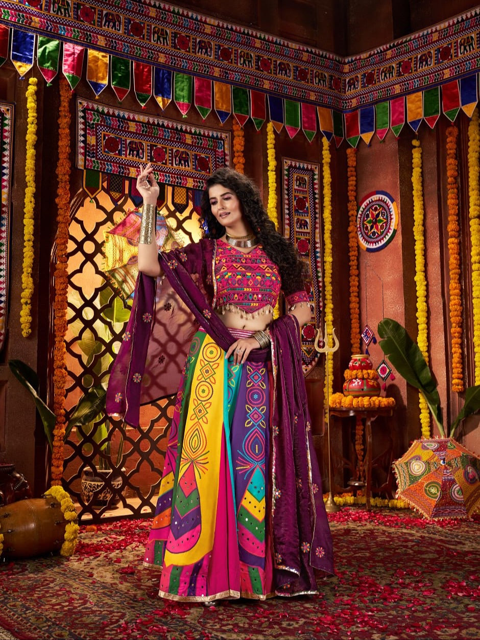 Kalindhifashion Fully Stitched & 9 MTR Flair Navratri Outfit