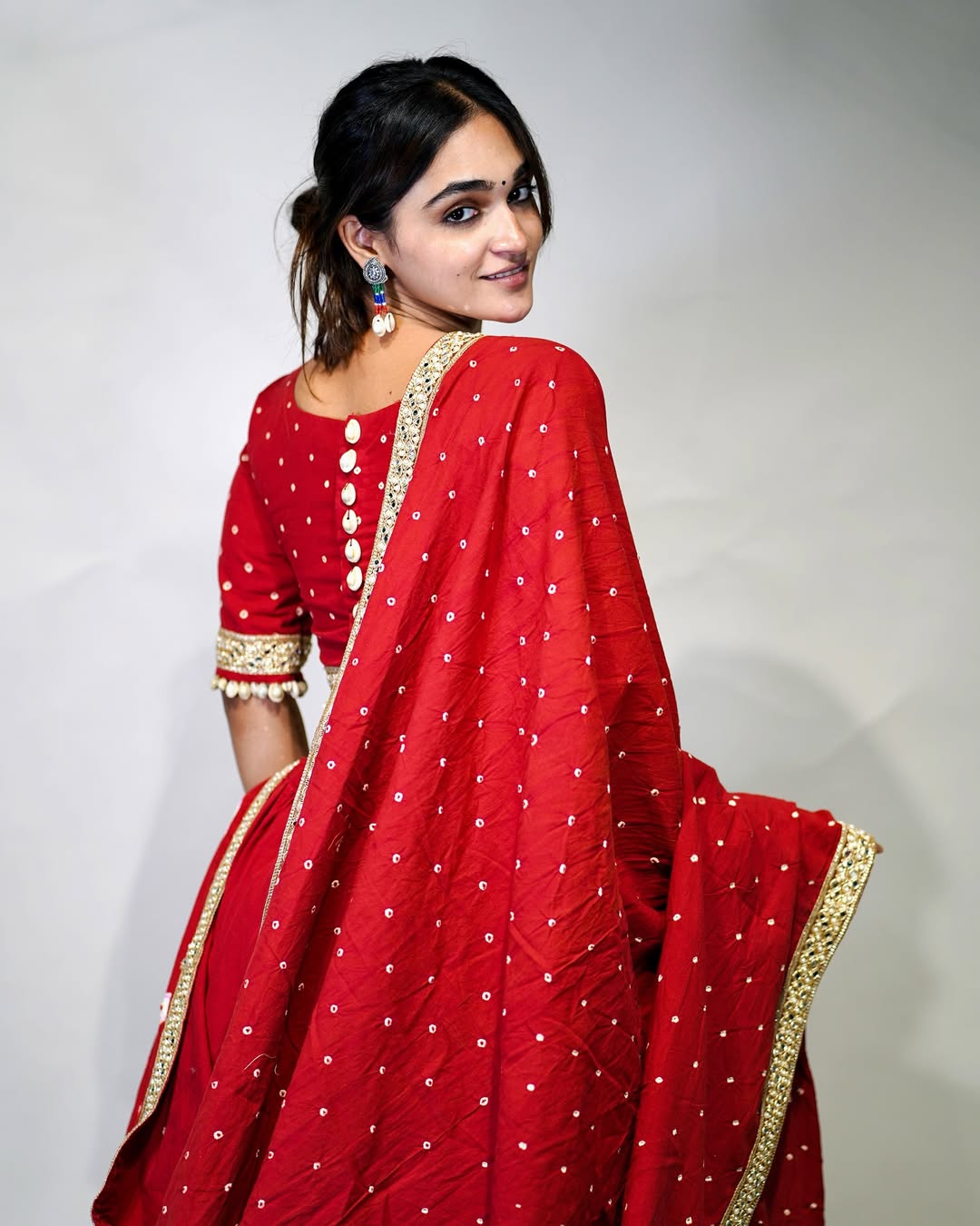 Navratri Special Beautiful Maroon Bandhani Chaniya Choli