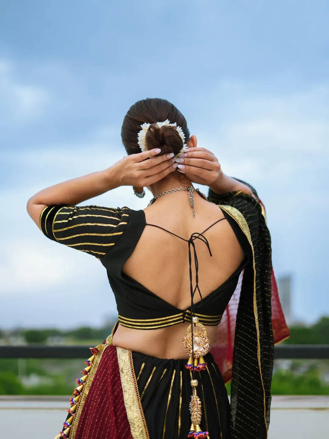 Black Pure Cotton Gamthi-Work Navratri Special Readymade Lehenga Choli