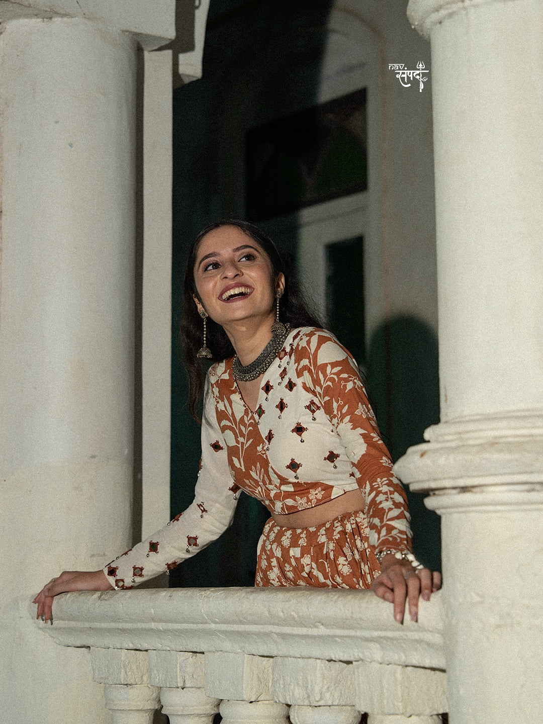 Brown Ombre Chanderi Top and Lehenga Set