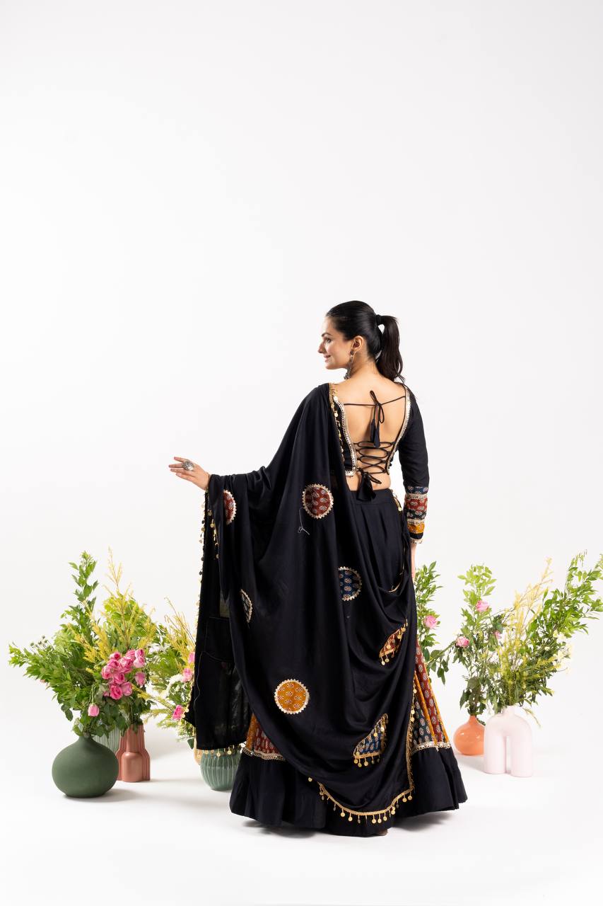 Stunning Navratri Lehenga choli With Ajrakh Cotton Printed- 2 color
