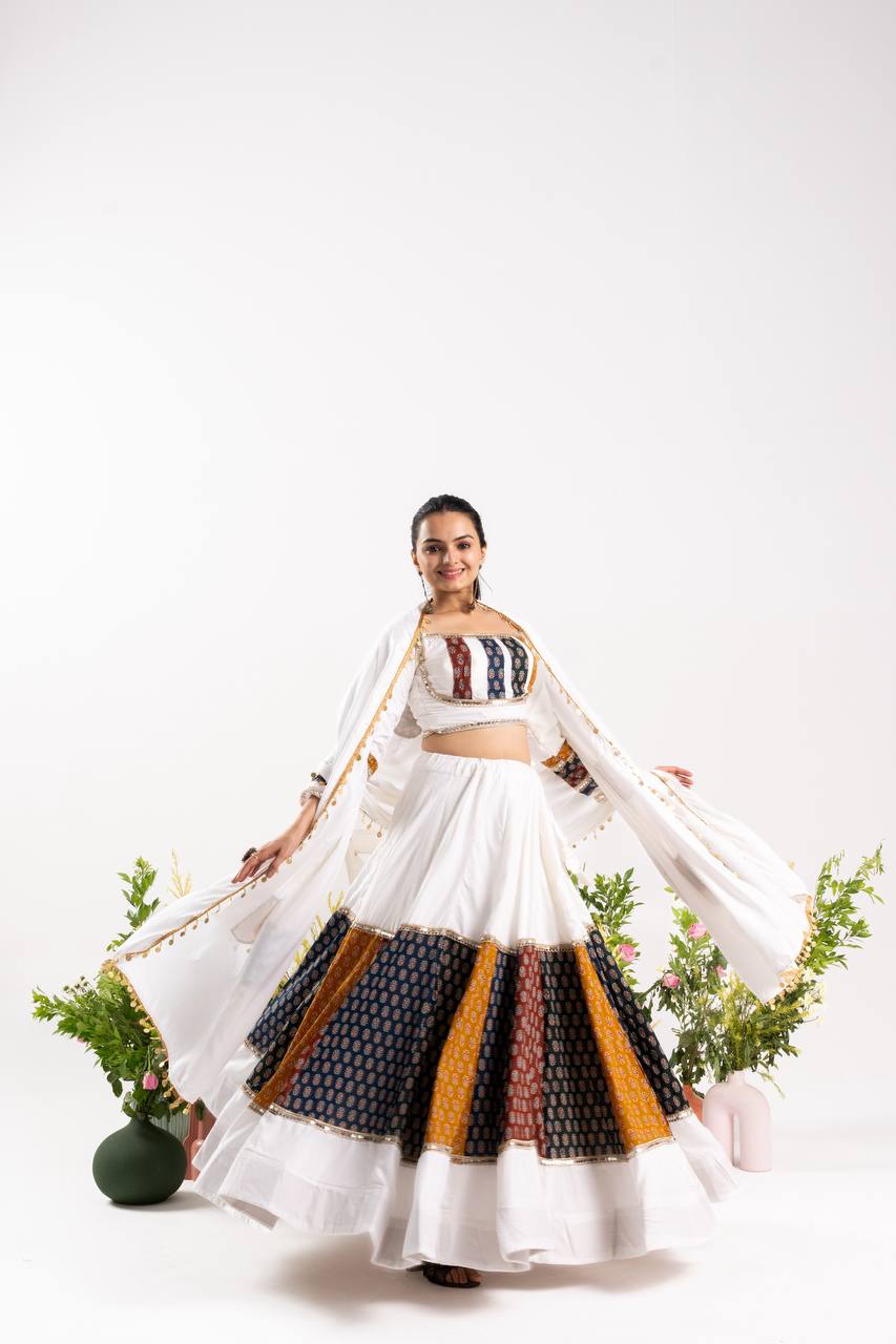 Stunning Navratri Lehenga choli With Ajrakh Cotton Printed- 2 color