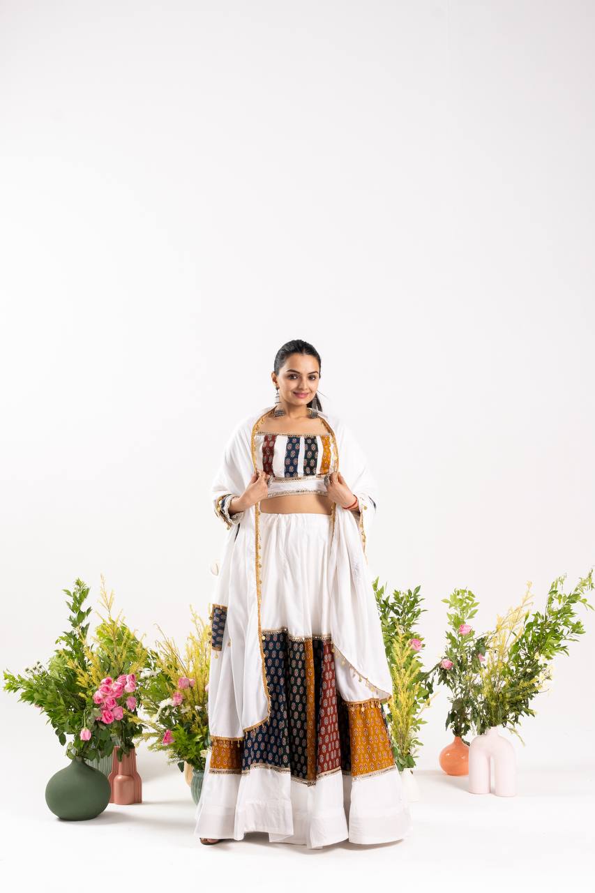 Stunning Navratri Lehenga choli With Ajrakh Cotton Printed- 2 color