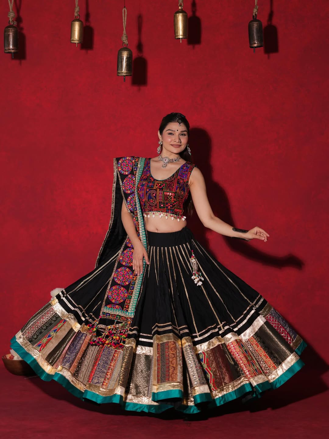 Black Designer Navaratri Wear Sterling Lehenga Choli
