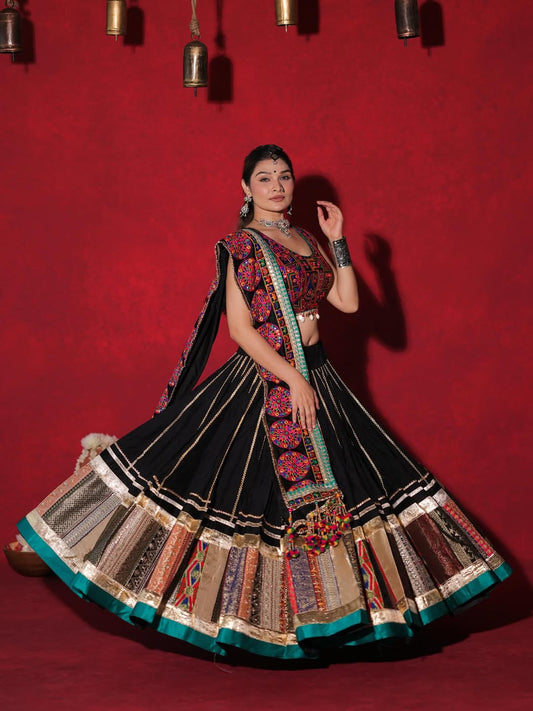 Black Designer Navaratri Wear Sterling Lehenga Choli