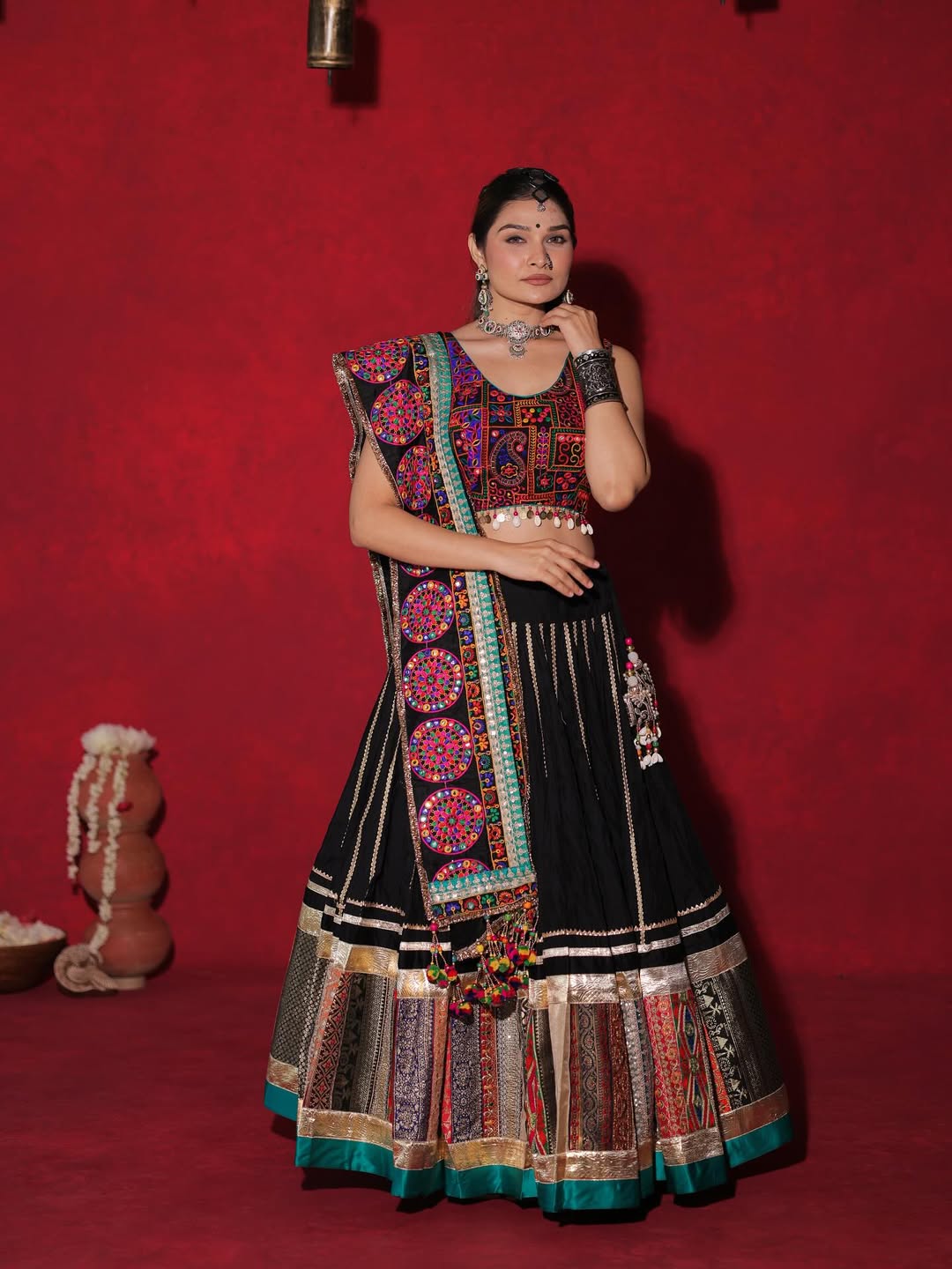 Black Designer Navaratri Wear Sterling Lehenga Choli