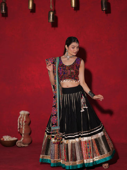 Black Designer Navaratri Wear Sterling Lehenga Choli
