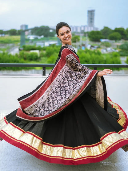 Black Pure Cotton Gamthi-Work Navratri Special Readymade Lehenga Choli