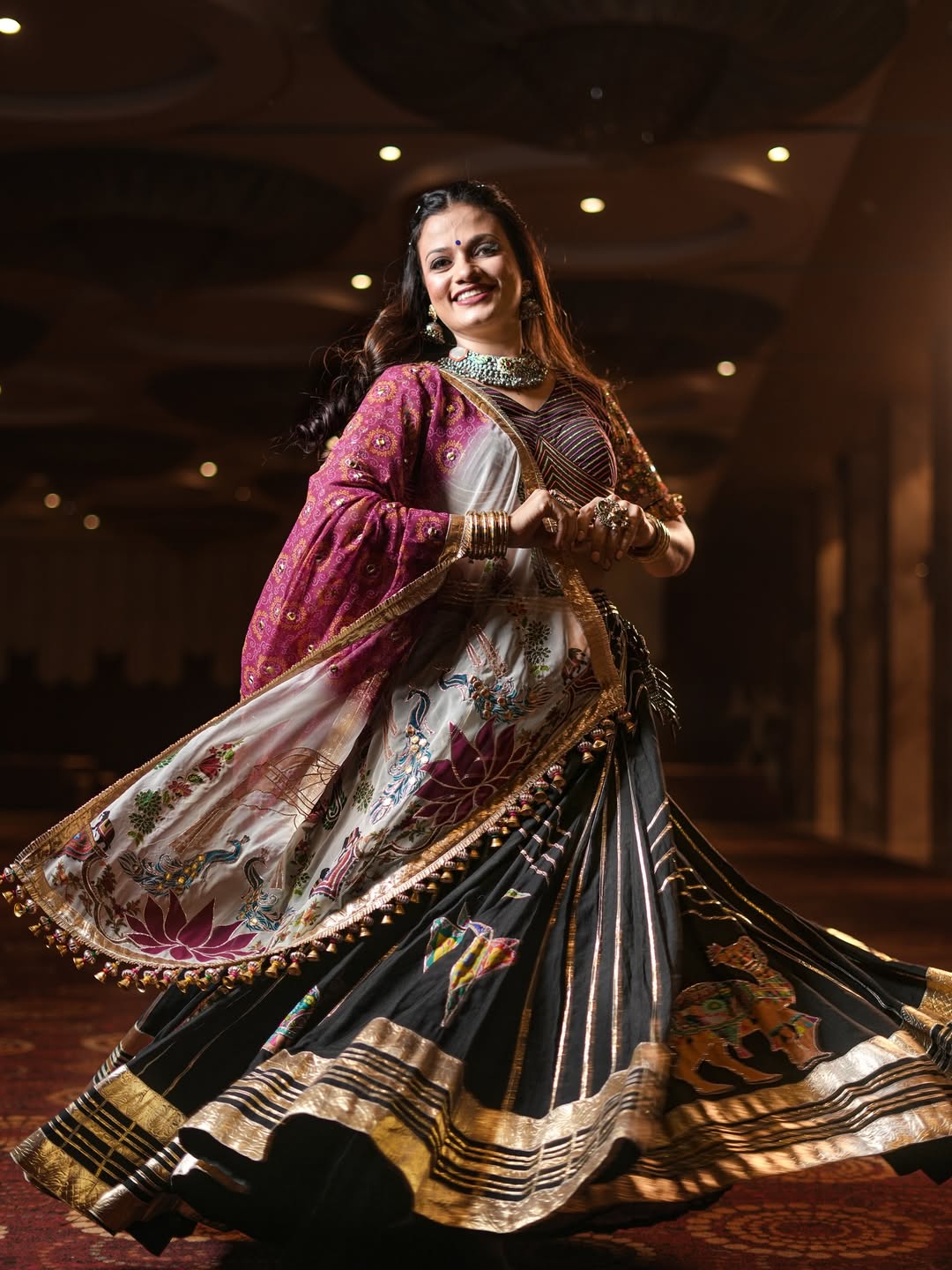 Traditional Black Mirror Work Navratri Lehenga Choli Set