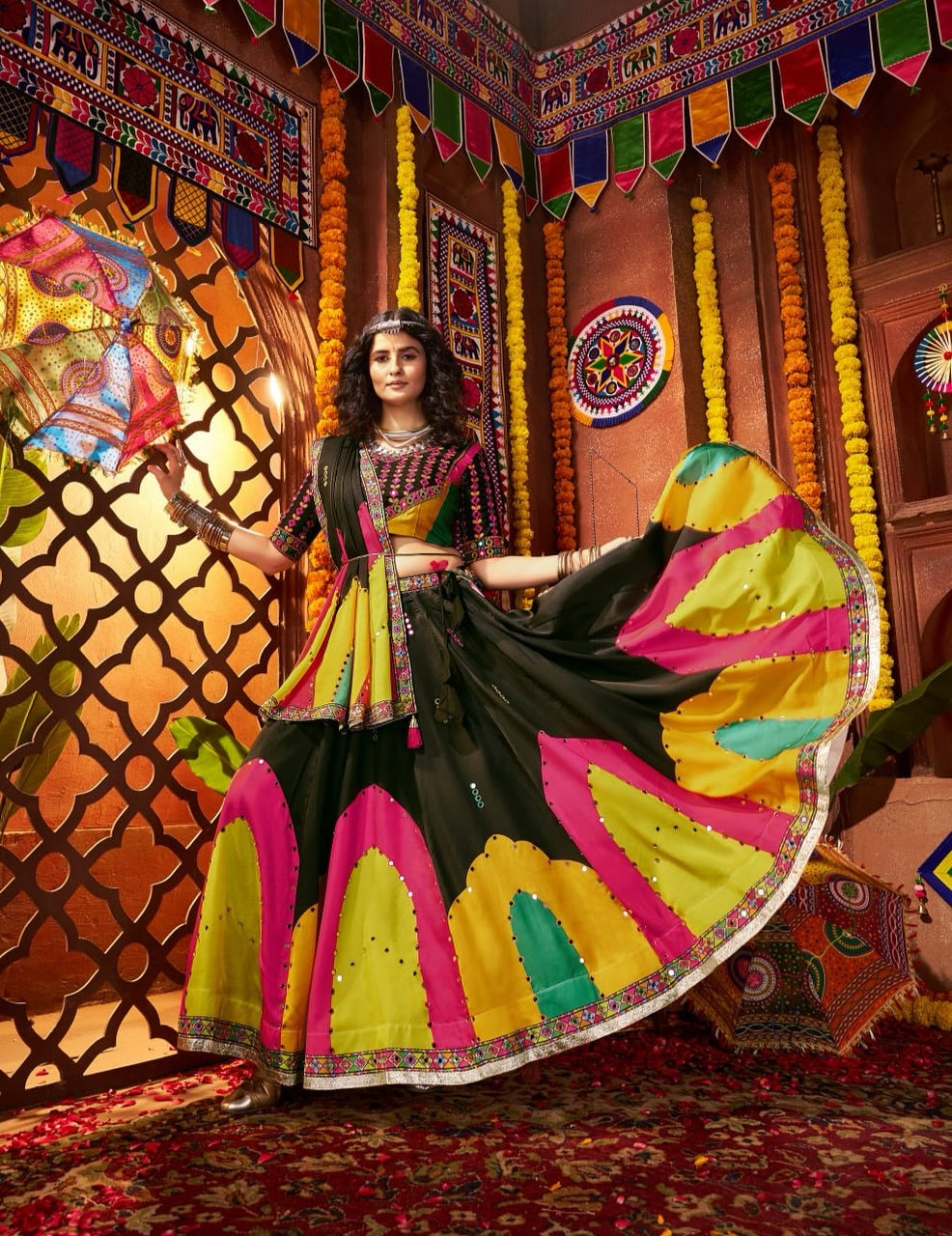 Kalindhifashion Fully Stitched &amp; 9 MTR Flair Navratri Outfit