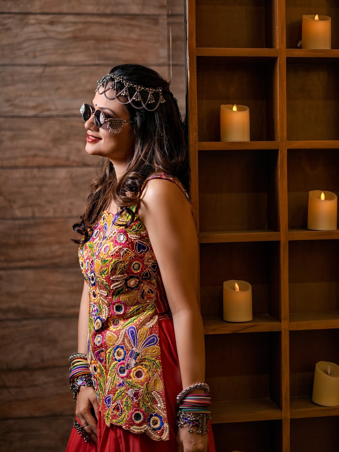 kutchi mirror work blouse and stunning flared Lahenga