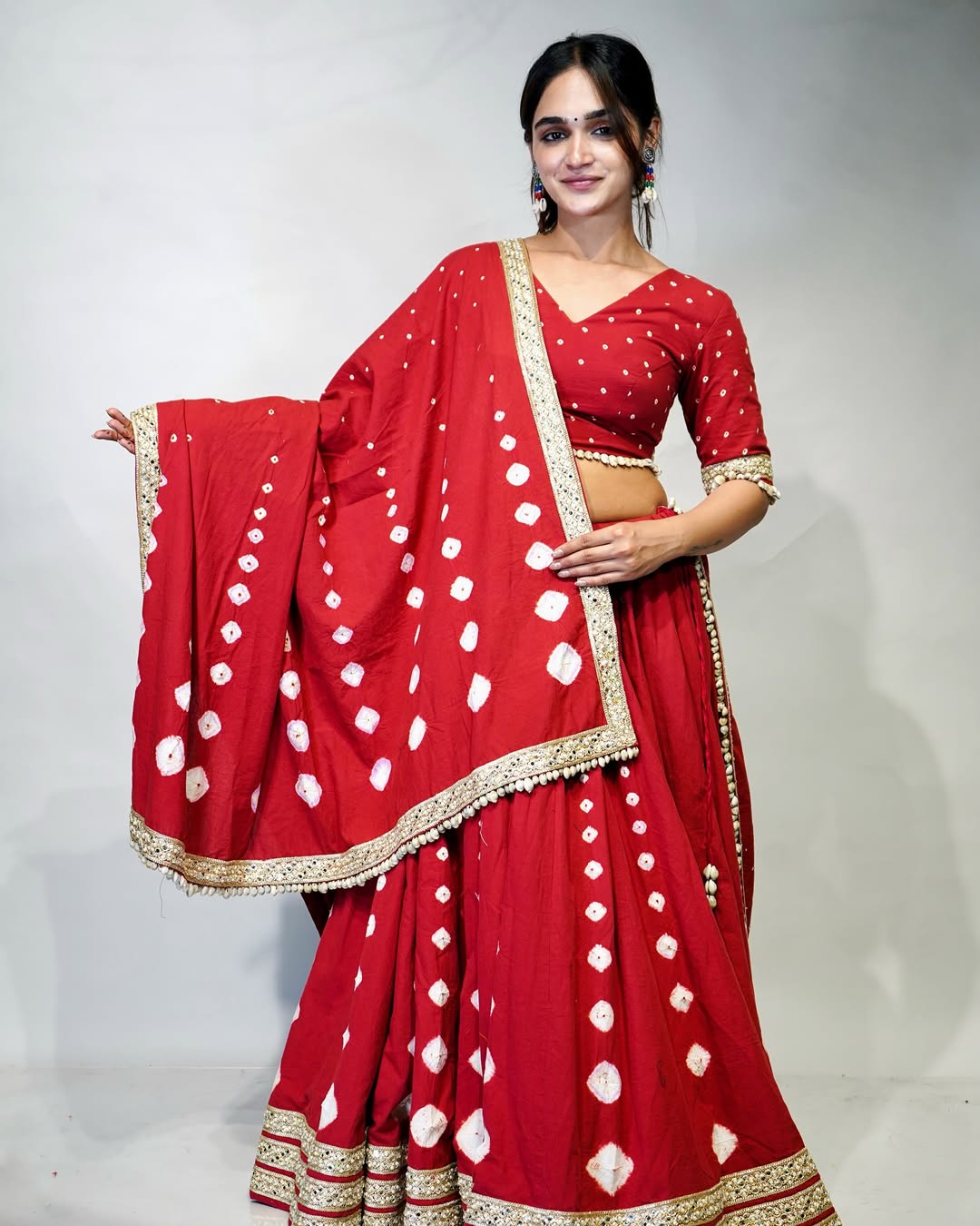 Navratri Special Beautiful Maroon Bandhani Chaniya Choli