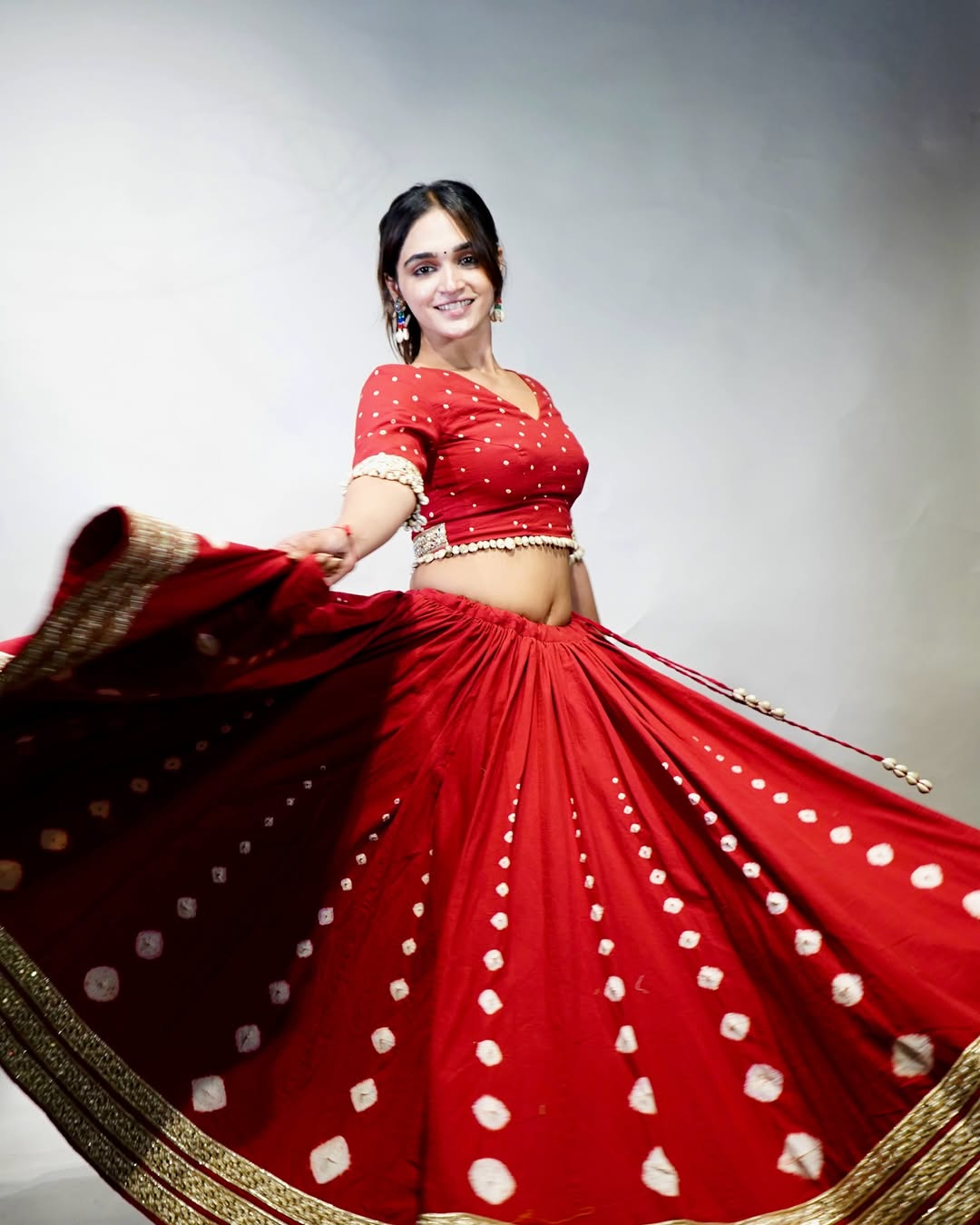 Navratri Special Beautiful Maroon Bandhani Chaniya Choli