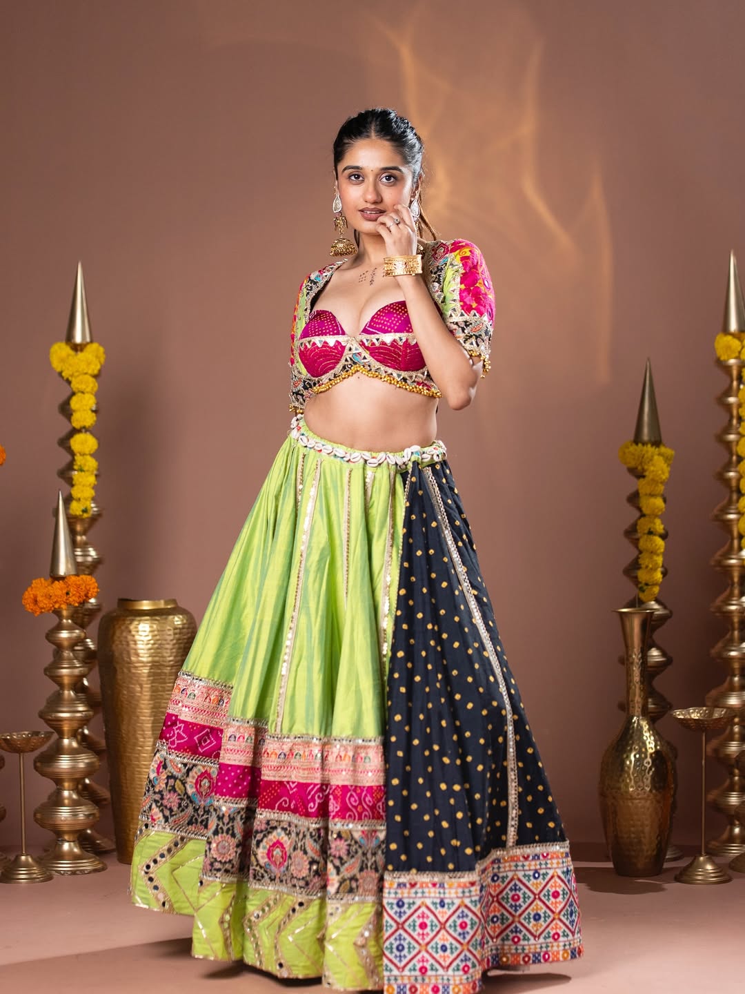 Beautiful Bandhani Breeze Traditional Patchwork Navratri Lehenga Set