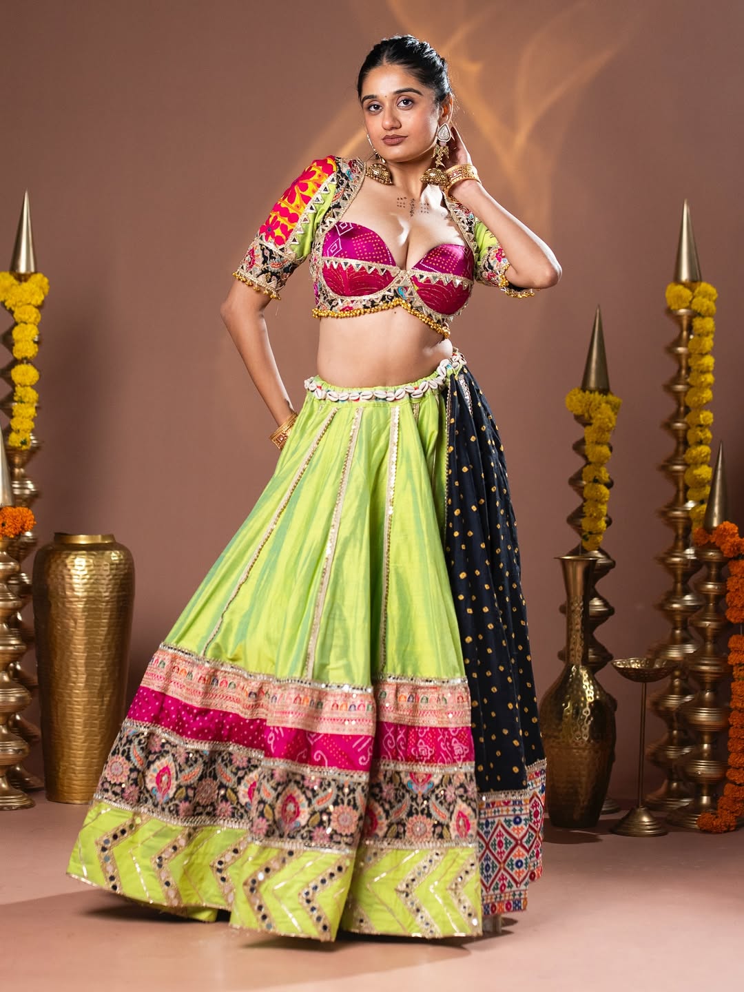 Beautiful Bandhani Breeze Traditional Patchwork Navratri Lehenga Set