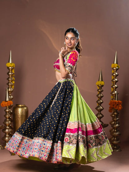 Beautiful Bandhani Breeze Traditional Patchwork Navratri Lehenga Set