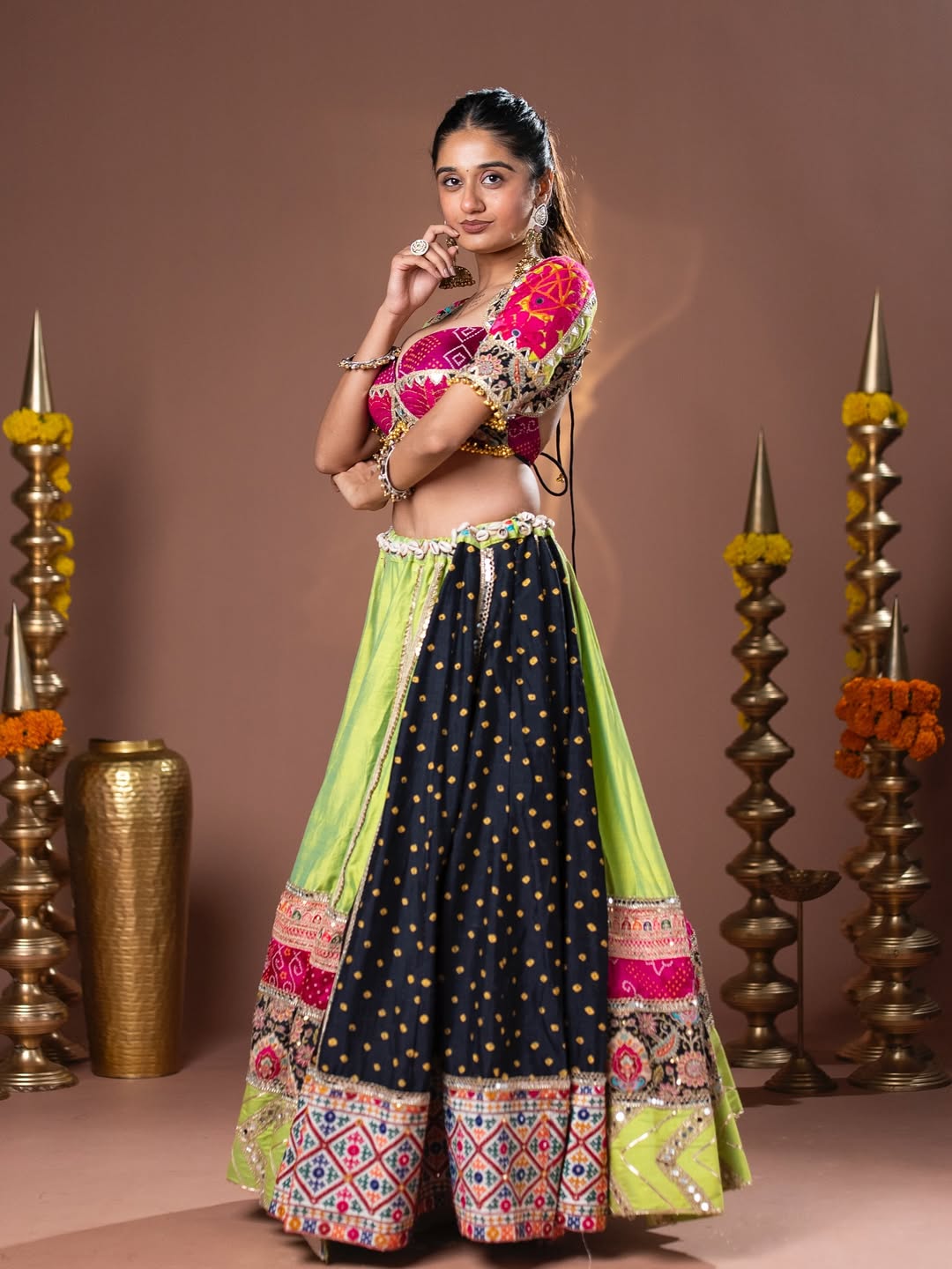 Beautiful Bandhani Breeze Traditional Patchwork Navratri Lehenga Set