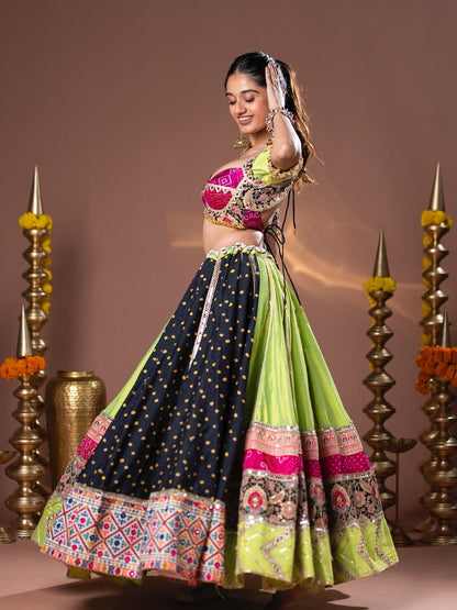Beautiful Bandhani Breeze Traditional Patchwork Navratri Lehenga Set