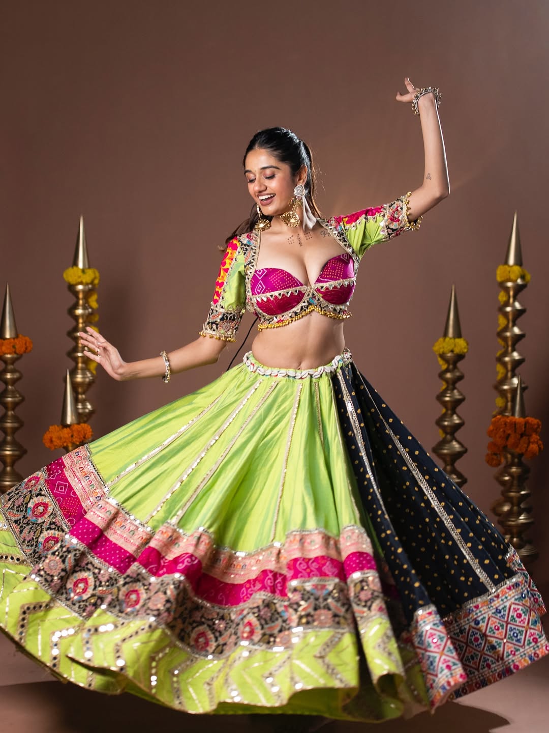 Beautiful Bandhani Breeze Traditional Patchwork Navratri Lehenga Set