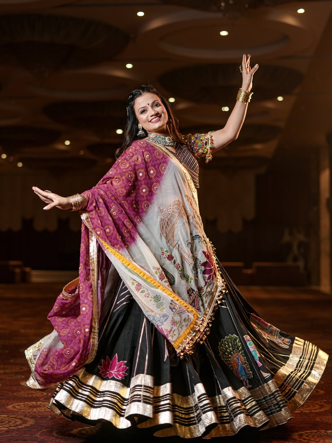 Traditional Black Mirror Work Navratri Lehenga Choli Set