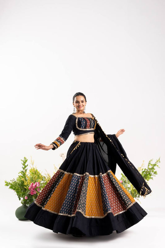 Stunning Navratri Lehenga choli With Ajrakh Cotton Printed- 2 color