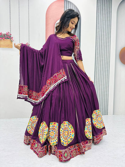 Kavya & Riddhi’s Mirror Magic: Pure Cotton Lehenga Choli
