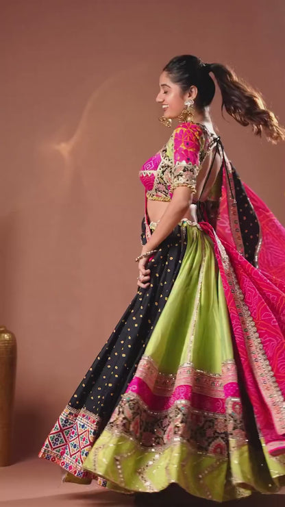 Beautiful Bandhani Breeze Traditional Patchwork Navratri Lehenga Set