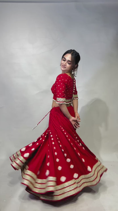 Navratri Special Beautiful Maroon Bandhani Chaniya Choli